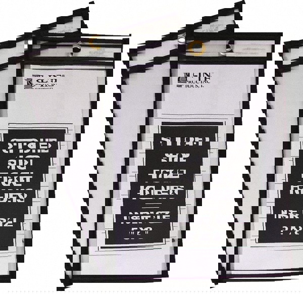 25 Pc Stitched Shop Ticket Holder: Clear